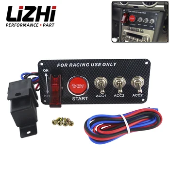 LIZHI RACING - Závodná Auta 12V LED Spínač Zapaľovania Panel Motora Štart Tlačidlo LED Prepnúť Uhlíkových Vlákien QT313