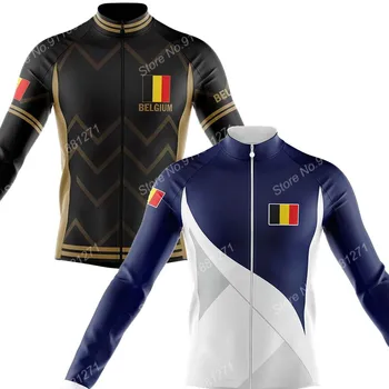 2023 Tím Belgicko Národnej Zimný Cyklistický Dres s Dlhým Rukávom Mužov Oblečenie Preteky Cestných Košele, Topy MTB Jednotné Maillot