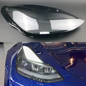 1Pc Svetlo Spp Tienidlo Predné Transparentné Svetlometov Kryt Sklo Objektívu Shell Transparentné Auto Kryt Pre Tesla Model 3 2019-2022