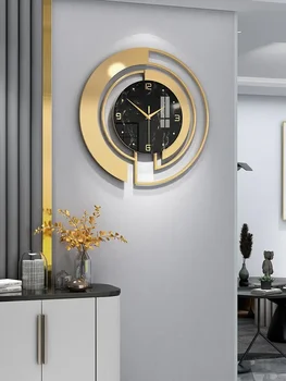 Moderné svetlo luxusné nástenné hodiny domov obývacia izba módne dekorácie hodiny jednoduché výtvarné umenie atmosféru, čisté červené hodiny na stenu
