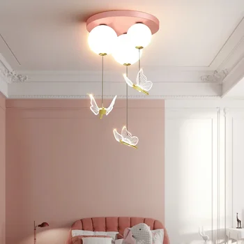 Jednoduché A Moderné Spálne Lampa S Loptou, Motýľ v Teple a Romantické Stropné Lampy, detské izby Prívesok svetlo Vnútorné Svetlo