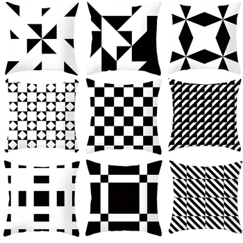 Geometrické Čiernej a Bielej Pruhované Vankúš Škandinávsky Štýl Vankúš Moderné Domáce Dekorácie Gauč Vankúš F1948