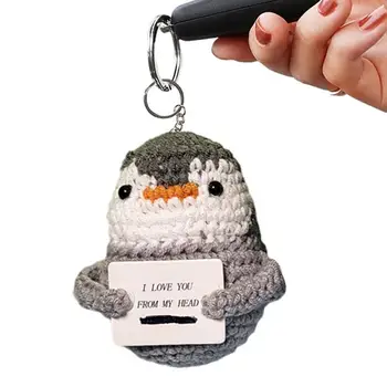Pletenie Bábika Mäkké Penguin Hračky S Pozitívnym Karty Teplé A Krásne Emocionálnu Podporu Háčkovanie Prívesok Darček Pre Odchod Do Dôchodku Birthda