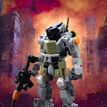 MOC Rýchle Reakcie Vyhovovali Tehly Final Battle Série Střelecké Hry Mech Charakter Robot Bojovník stavebným Zostaviť Hračky Darček