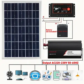 1000W Solárny Panel Systému Solárny Panel 60A Poplatok Regulátora Solárneho Invertora Auta Kompletné Energie Solárny Panel Kufor