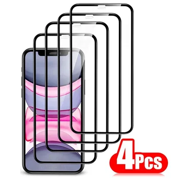 4PCS Úplné Pokrytie Ochranné Sklo Pre iPhone 13 12 11 Pro Max Screen Protector Pre iPhone 6 7 8 Plus X XR Xs SE 2020 Mini Sklo