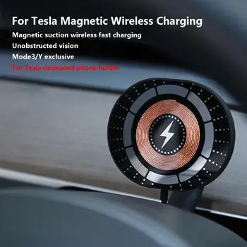 Magnetické Bezdrôtovú Nabíjačku Do Auta Namontovať Rýchle Nabíjanie Smartphone Držiak Pre Tesla Model 3 Y 2023 Auto Držiaka Telefónu Držiaky Príslušenstvo