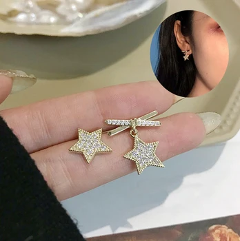 Elegantný Jednoduchý Star Crystal Stud Náušnice Kórejský Štýl Vintage Náušnice Pre Ženy Strany Svadobné Šperky 2022