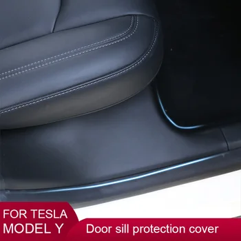 Zadné Dvere Parapetné Stráže Chránič Šúchať Doska Kryt Pre Tesla Model Y 2021-2023 Príslušenstvo, Dvere, Parapetné Zahŕňa Pedál Ochrany