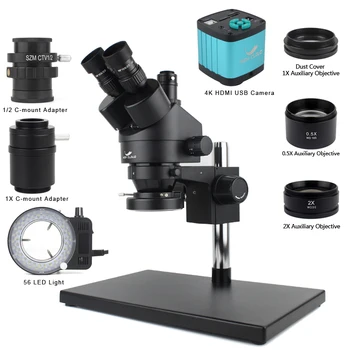 3.5 X-90X trinokulárny kyowa Metal Stereo Mikroskop Kit 48MP HDMI USB Mikroskop Fotoaparát s 56 LED Svetlo Stojan fo PCB Opravy