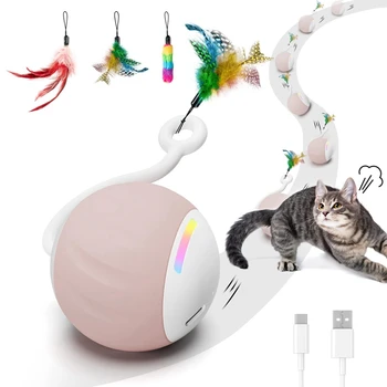 Interaktívna Hračka pre Mačky Loptu S LED Osvetlenie Rainbow, Perie, Dotykové Ovládanie A Zvuk Kontrolu Jednoduché Použitie 59Mm