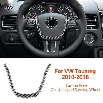 Pre Volkswagen VW Touareg 2010-2018 Uhlíkových Vlákien Auto U-tvarované Volant Rám Dekoratívne Samolepky Interiéru Accesorios