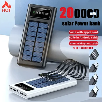 200000mAh Solar Power Bank Ultra-Vysoká Kapacita Prichádza S Štyri-Wire Ziskové Powerbank Vhodný Pre Samsung Apple Huawei Xiao