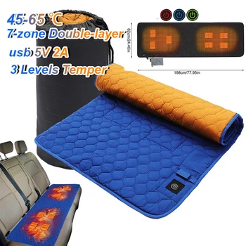 5V 2A Vyhrievaný Kryt Auto Zadné Sedadla Ohrievač Teplejšie Zimné Vykurovacie USB Nabíjanie Gauč na Spanie Mat Izolácie Pad Matrac