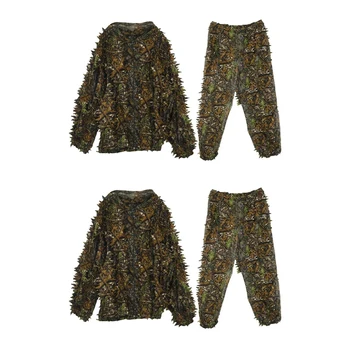 2X 3D Leaf Dospelých Ghillie Suit Lesné Camo/Kamufláž Lov Jeleňa Stalking V
