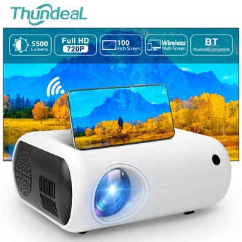 Thundeal TD50 Mini Projektor, Prenosné Domáce Kino 3D WiFi Projektor s rozlíšením Full HD 720P 1080P IOS Android Telefónu Film, Video Beamer