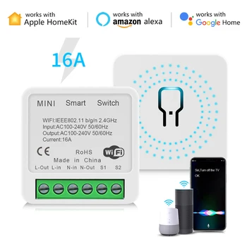 16A Homekit Smart WiFi Prepínač 2-spôsob Kontroly Prepínače Modul Mini Smart Istič Siri Hlasové Ovládanie Práce S Alexa Domovská stránka Google