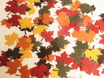 Jeseň Stolové Dekorácie, Listový Listový Tabuľka Scatter, Svadobné Sprcha Hnedá, Oranžová, Žltá Leavecfts Tabuľka dekor zápisník Confettis