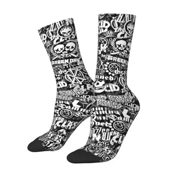 Punk-Rockových Kapiel. Stickerbombing Ponožky Harajuku Kvalitné Pančuchy celoročné Ponožky Príslušenstvo pre Muža, Ženu, Vianočné Darčeky