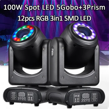 100W LED Spot Moving Head s RGB Pomocné nočný klub Svetlo 3Prism+5Gobo DJ Party Disco Svetlá Pre Svadobné Otáčanie Fázy Svetla
