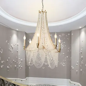 Americký crystal obývacia izba lampa retro reštaurácia Hotel osobné duplex budovy luster villa schodisko luster