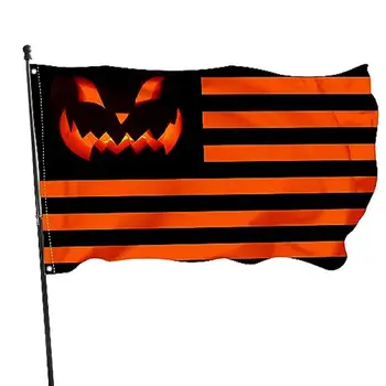 Halloween Vlajka Živé Farby Úsmev Tekvica Lampáš Vlajka Dovolenku Vlajka Halloween Garden Party Dekor Vnútorné Vonkajšie Pre Dom Strecha