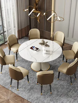 Otáčanie a strečing rock tanier okrúhly jedálenský stôl taliansky štýl svetlo luxusné moderné jednoduchý jedálenský stôl a stoličky combinatio