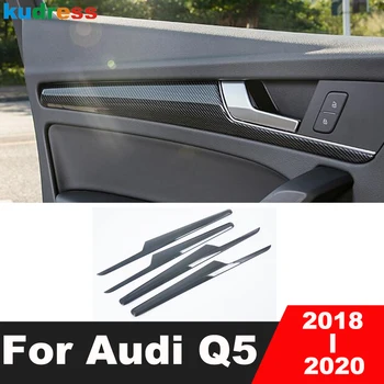 Auto Vnútorné Dvere, Panel Kryt Výbava Pre Audi Q5 2018 2019 2020 Uhlíkové Vlákna Interiérové Dvere Dekoratívne Lišty Pásu Príslušenstvo