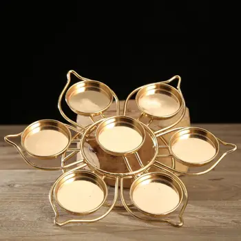 Lotus Kolo Disk Maslo na Čítanie Tvorivé Jednej Vrstve Kolo Lotus Čaj Svetlo Držiteľ Siedmich Kovov-hviezdičkový Sviečkach Stojan Tabuľka