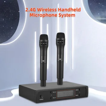 Bezdrôtový Mikrofón 1 až 2 2.4 G FM Ručný Mikrofón Systém, LCD Displej, 16 Kanálov KTV Fáze Domov Mikrofón Zariadenia