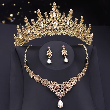 Barokový Koruny Šperky Sady pre Ženy, Svadobné Nevesty Tiaras Náhrdelníky Náušnice Nastaviť Ples Svadobné Bižutérie Príslušenstvo