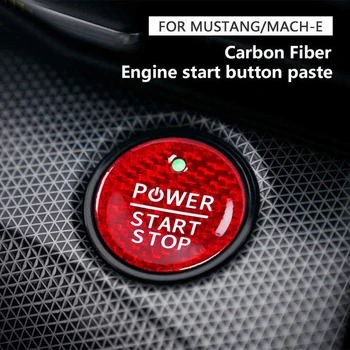 Pre Ford Mustang Mach-E engine start stop tlačidlo dekoratívne nálepky uhlíkových vlákien motora štart tlačidlo oheň kryt