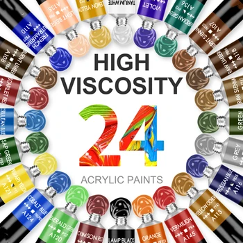 Akrylových Farieb 12 24 Farby Profesionálne Nastaviť 12ml Rúry Umelec Kreslenie Gouache Textílie Sklo Olej Voda Farba Farba