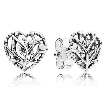 Pôvodné Openwork Kvitnúce Srdce Stud Náušnice Pre Ženy 925 Sterling Silver Darček Módne Šperky