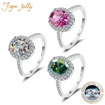 JoyceJelly 1CT 2CT Oválne Moissanite Plný Diamantový Prsteň D Farba VVS Vynikajúci Stupeň S925 Sterling Silver Luxusné Šperky