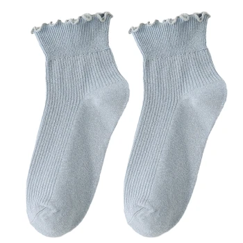 Dámske Lolitas Prehrabať Členkové Ponožky Priedušná Bavlnené Ponožky Naberaný Ponožky