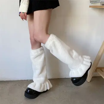 Plyšové Leg Warmers Kryt Nové Harajuku Štýl Ženy Velvet Nohy Teplejšie Ponožky Sladkých Dievčat, Volániky Nohu Ponožky