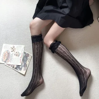 Ženy Sexy Kvetinová Tlač Sieťované Pančuchy Kolená Vysoké Ponožky Elastické, Mäkké Nylonové Sieťované Módne Dlhé Nohy Ponožky Dizajnér Obyčajné Ponožky