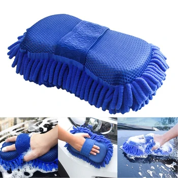 1 Ks Auto-Modrá Mikrovlákna Ženilkové Umývacie Hubky Starostlivosti Umývanie Štetca Pad Domov Cleaning Tool Schne Rýchlo Umývanie Auta Údržba