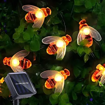 50 Led Solárne String Svetlo, Solárny Roztomilý Honey Bee Led Reťazec Víla Svetelné Girlandy Záhrada Vianočné Dovolenku Dekor Vonkajšie