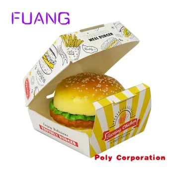 Vlastné Potlačené Recyklovaného Kontajnerov Balenie Sushi Vyprážané Kuracie Syr Papier Zobrať Jedlo Burger Hamburger Box
