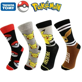 2 Páry Pokemon Anime Obrázok Pikachu Polovici teľa Ponožky pre Mužov Zaujímavé Módne Trendy Cartoon Bavlnené Ponožky Chlapci Narodeninám