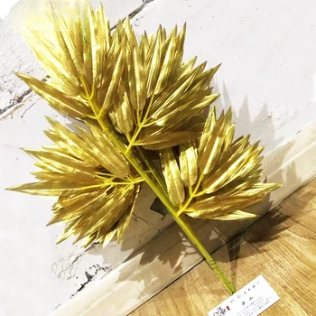 Simulované golden leaf dekorácie, falošné bambusové listy, Čínsky umelé bambusové listy, zlatý bambus svadobné rekvizity