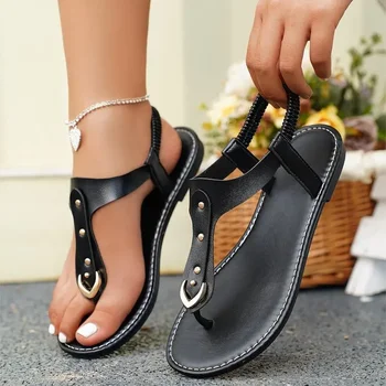 Letné Nové Sandále Ploché Ležérne Topánky Retro Flip Flop Pohodlie Cestnej Prst Típat Prst Plážové Sandále Roman Obuvi Zapatillas Mujer