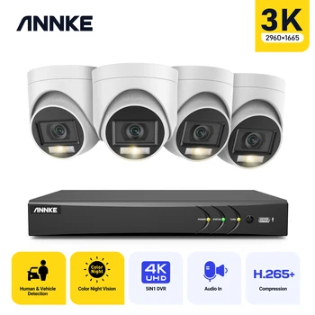 ANNKE 8MP Ultra HD Systém Dohľadu nad H. 265+ 5 v 1 Video Súprava 3 K IR, Vstavaný Mikrofón Vodotesný IP67 CCTV Bezpečnostné Kamery Nastaviť