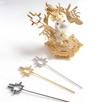 Medi á skutočné zlato bábika drží Žezlo DIY ručne vyrobené šperky baroková perla self-made materiál príslušenstvo pin 2 ks
