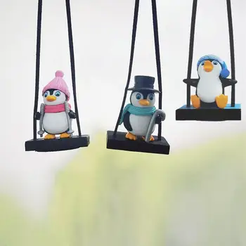 Auto Penguin Swing Ľahký A Prenosný Živice Roztomilý Tučniak Auto Spätné Zrkadlo Prívesok Auto Styling Auto Interiérové Doplnky