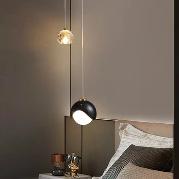 Nordic Jednoduché Crystal Prívesok Svetlo Luxusná Spálňa Posteli Visí Lampa Nordic Minimalistický Dlhý Riadok Obývacia Izba Lesk