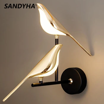 Nordic Moderného Umenia Straka Kreatívne Nástenné Lampy, Akryl Zlatý Vták Tabuľka Svetlá pre Spálne Štúdia Obývacia Izba Led Domova Zariadenia