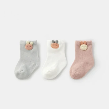 3 Páry Mäkké Bavlnené Detské Ponožky Roztomilý Kreslený Králik Krátke Ponožky pre Dieťa kórejský Farbou Deti Chlapec Dievča Polovice Trubice Ponožky